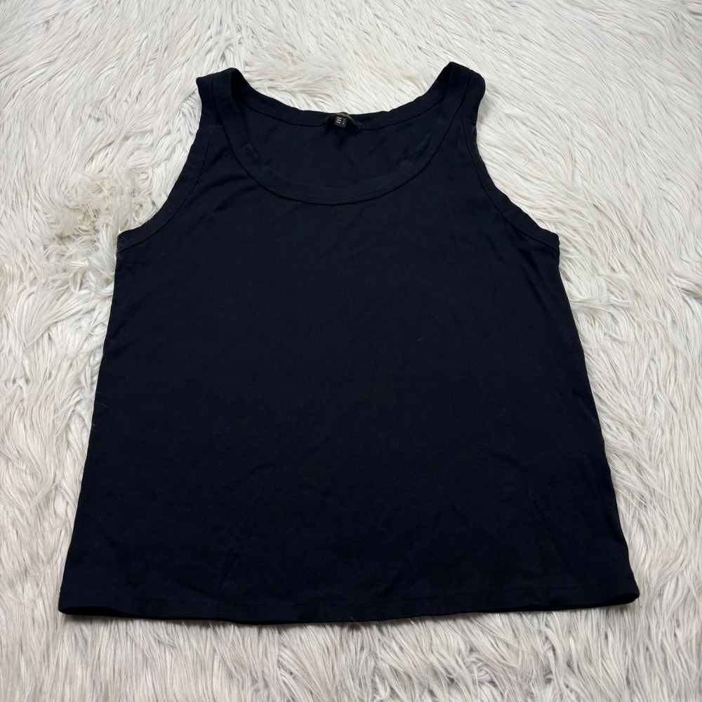 Massimo Dutti Women's‎ L Black Classic Tank Cotton Minimalist Quiet Luxury